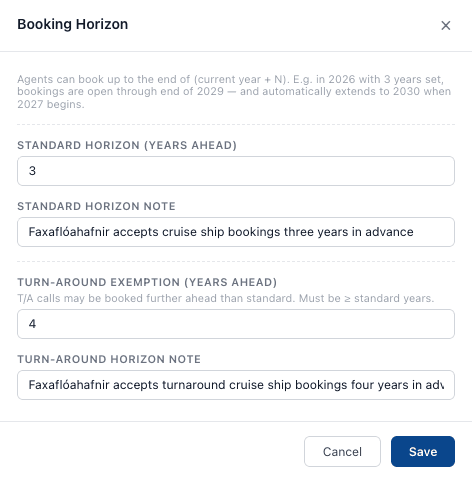 Booking Horizon