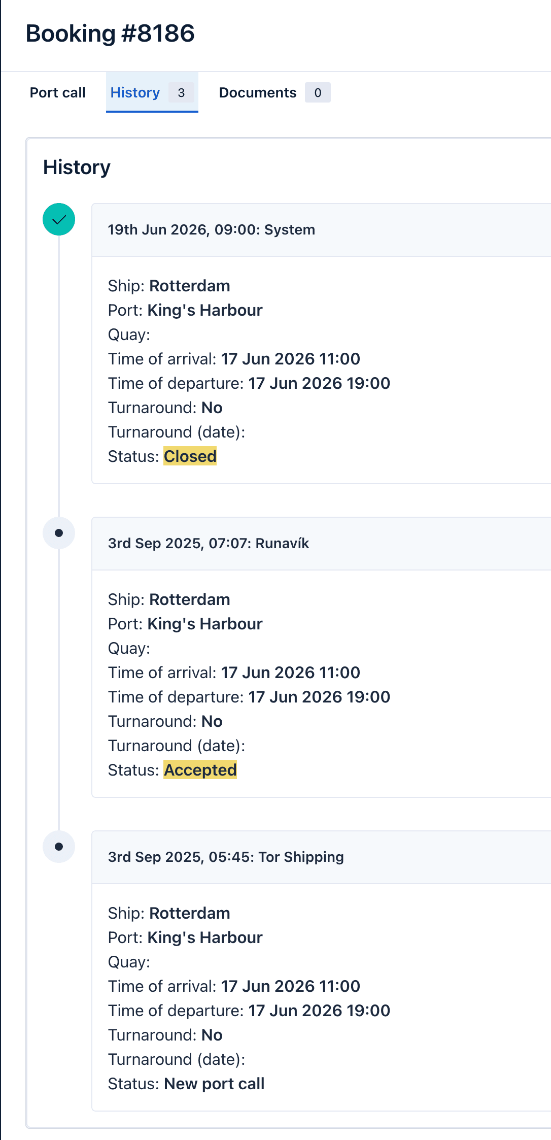 Port Call History