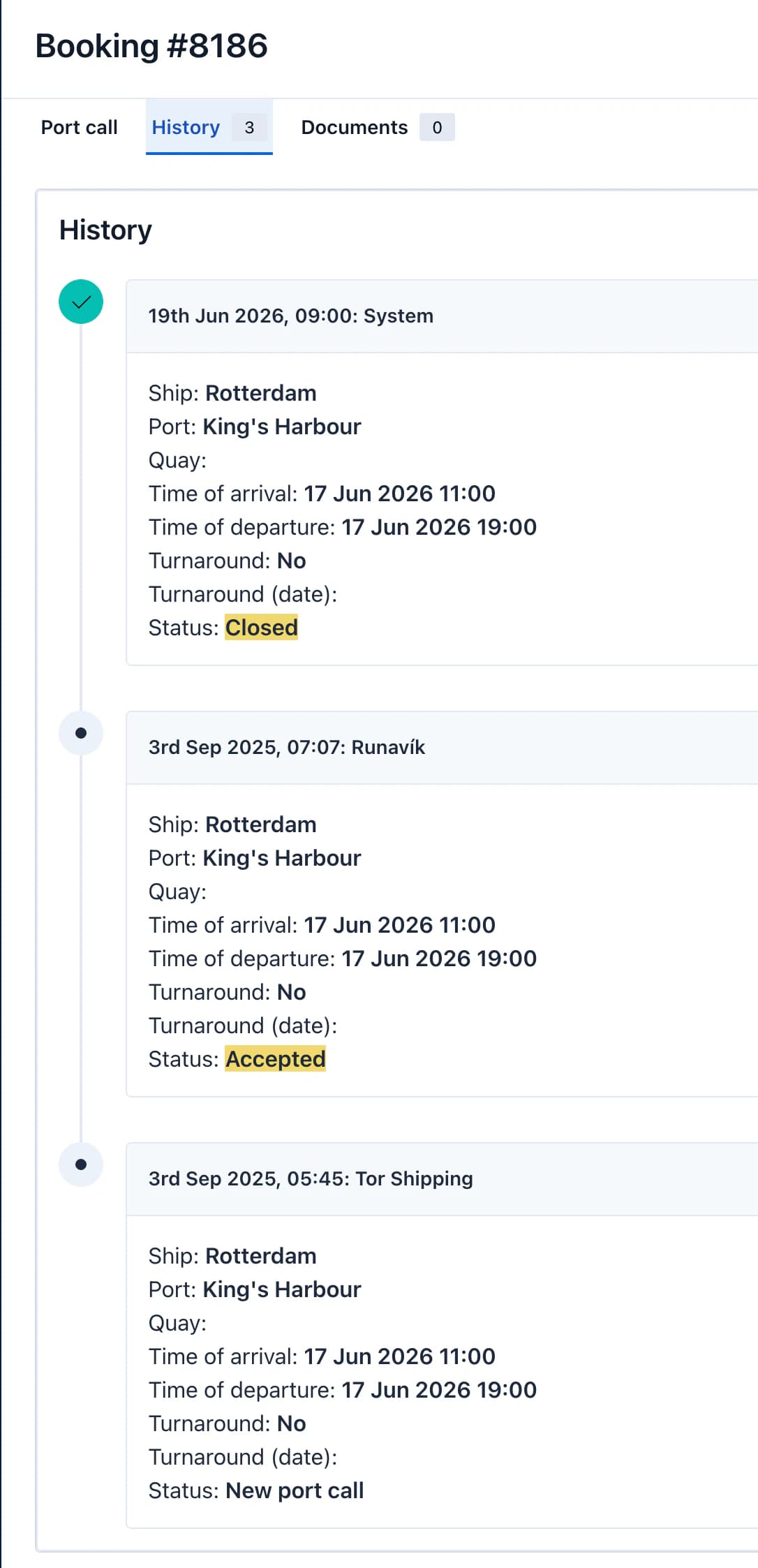 Port Call History