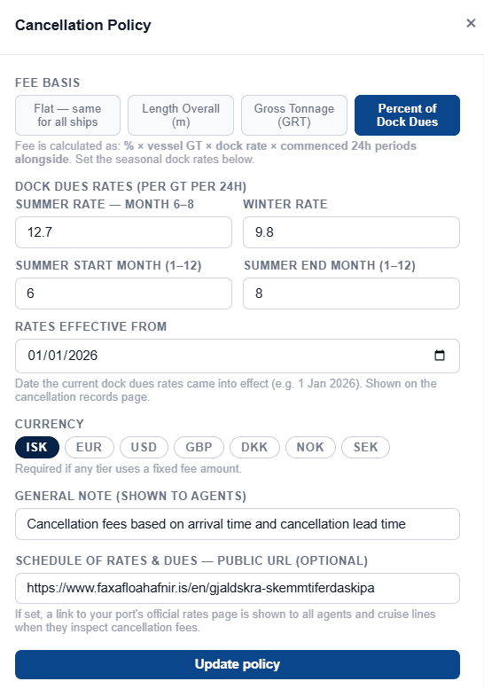 Set Detailed Cancellation Policies